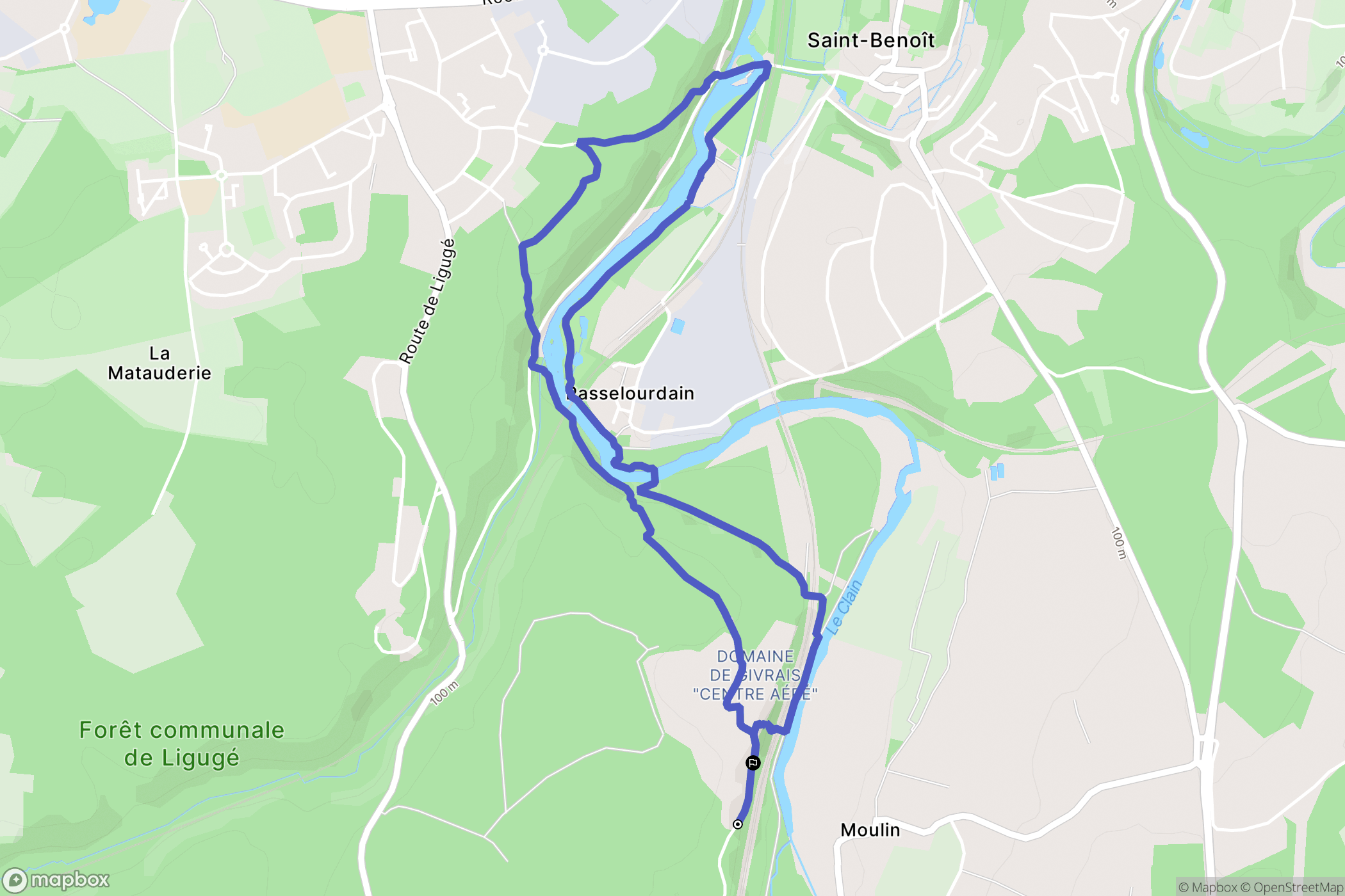 Ligugé : carte du parcours de randonnée - France