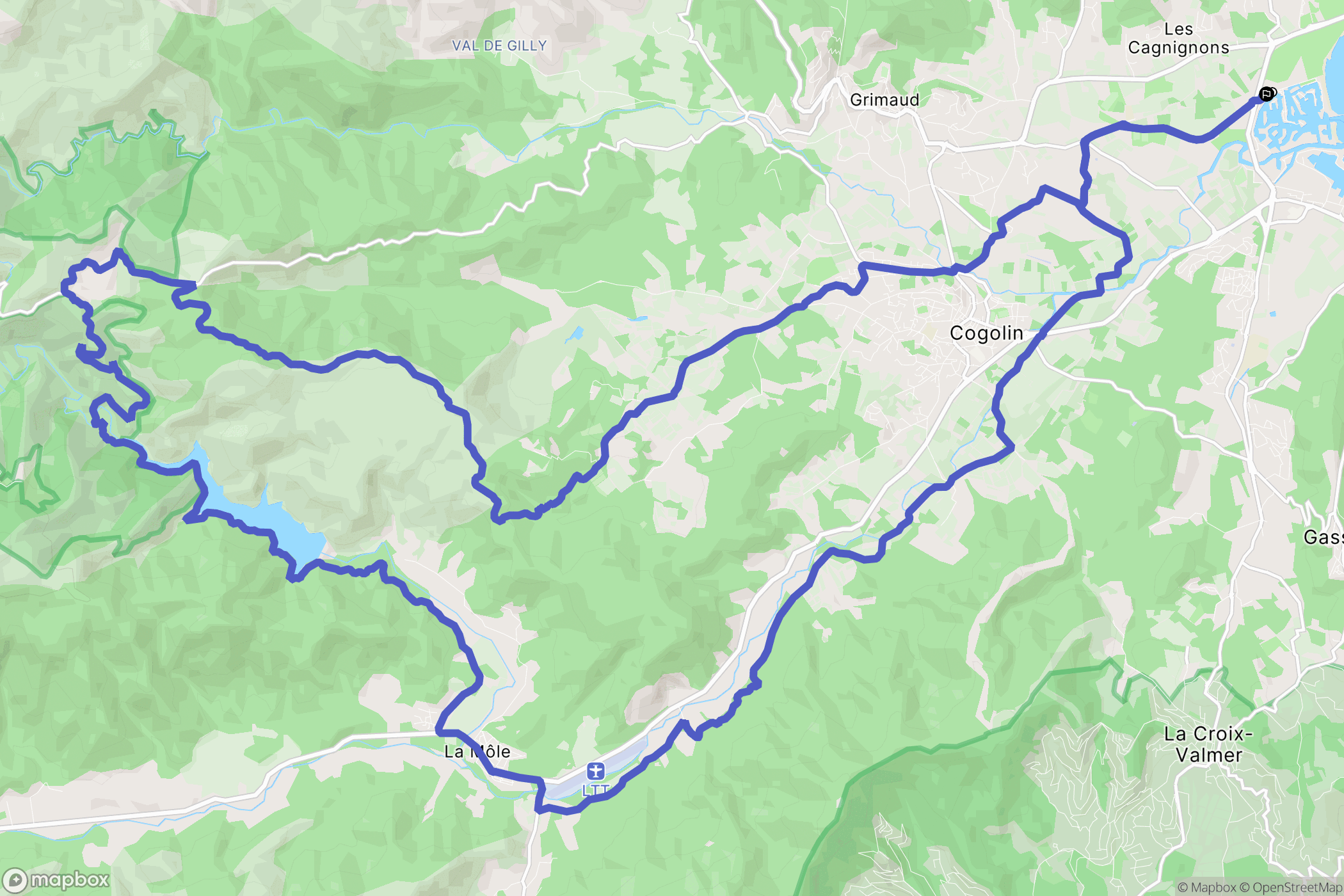 Grimaud : carte du parcours de randonnée - France