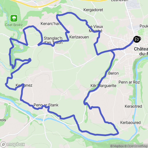 Châteauneuf-du-Faou : carte du parcours de randonnée - France