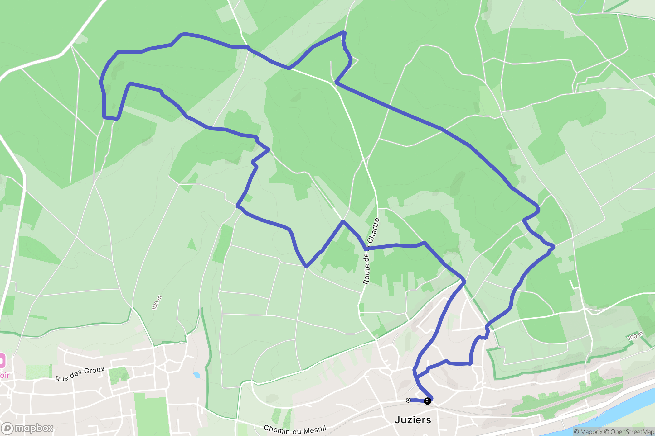 Juziers : carte du parcours de randonnée - France