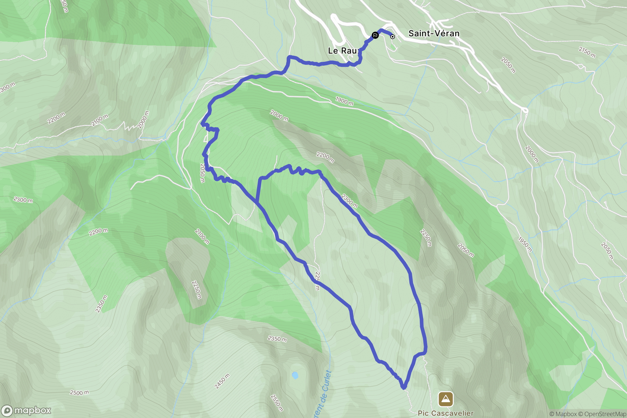Saint-Véran : carte du parcours de randonnée - France