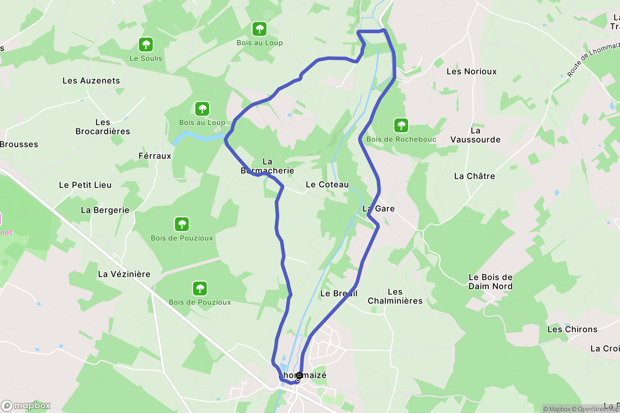 Lhommaizé : carte du parcours de randonnée - France