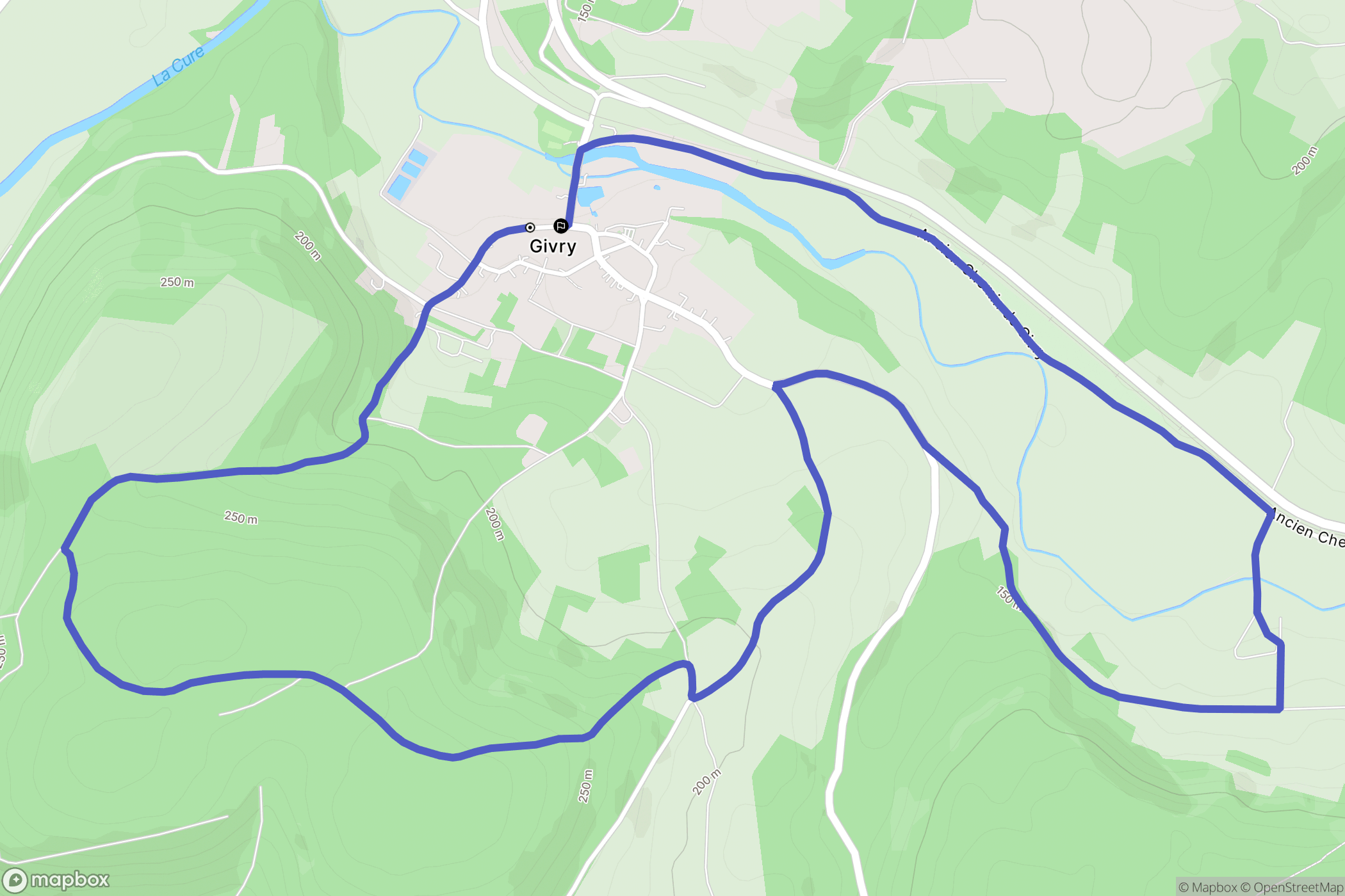 Givry : carte du parcours de randonnée - France