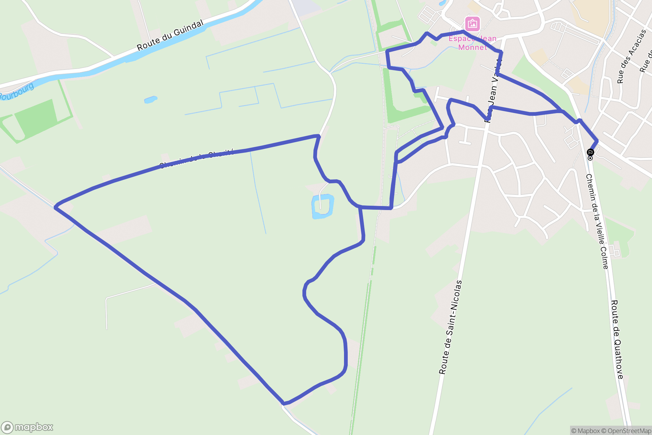 Bourbourg : carte du parcours de randonnée - France