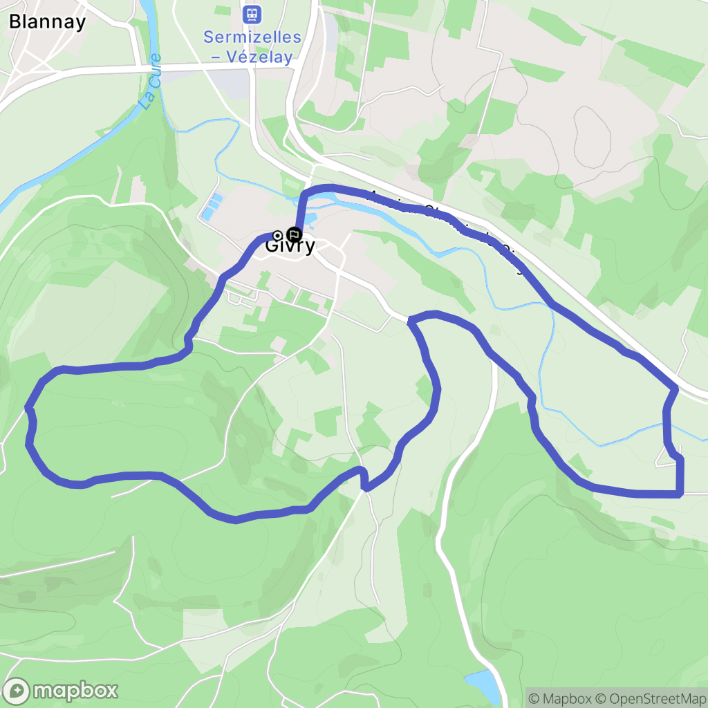 Givry : carte du parcours de randonnée - France