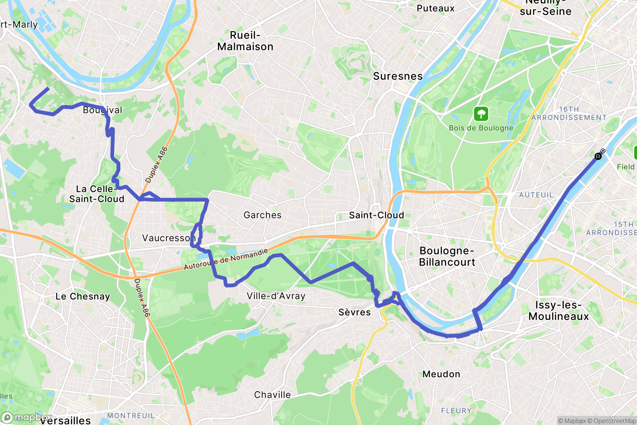 Paris : carte du parcours de randonnée - France