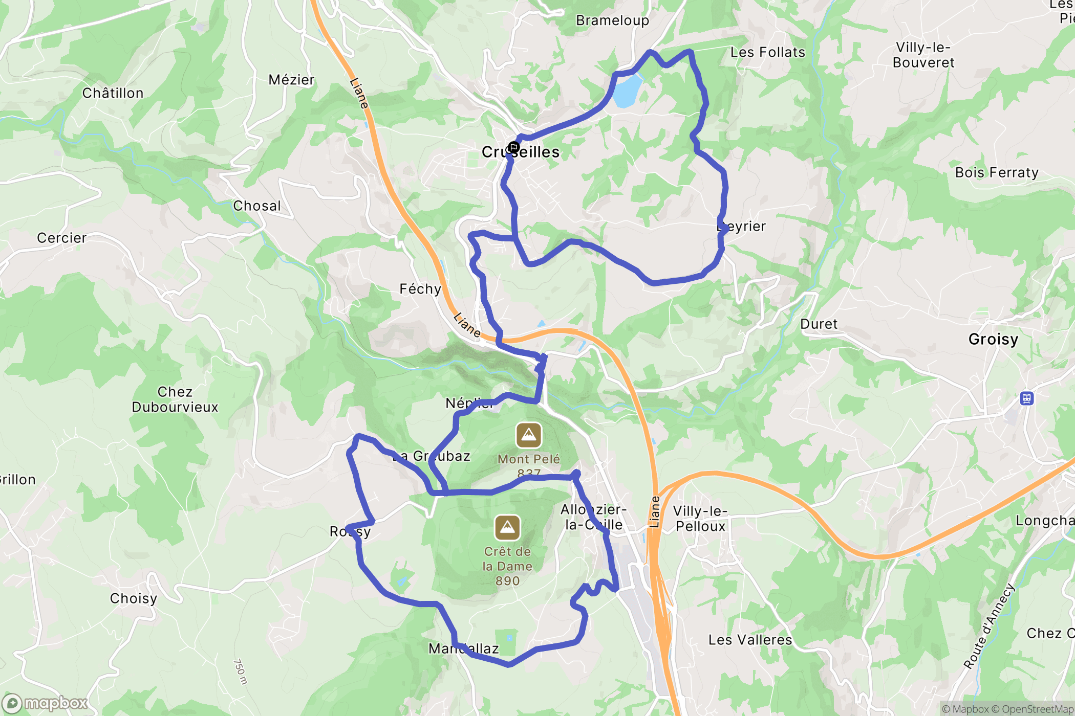 Cruseilles : carte du parcours de randonnée - France