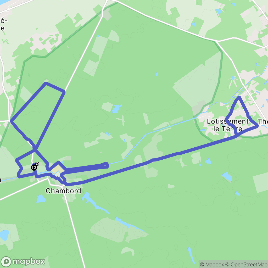 Chambord : carte du parcours de randonnée - France