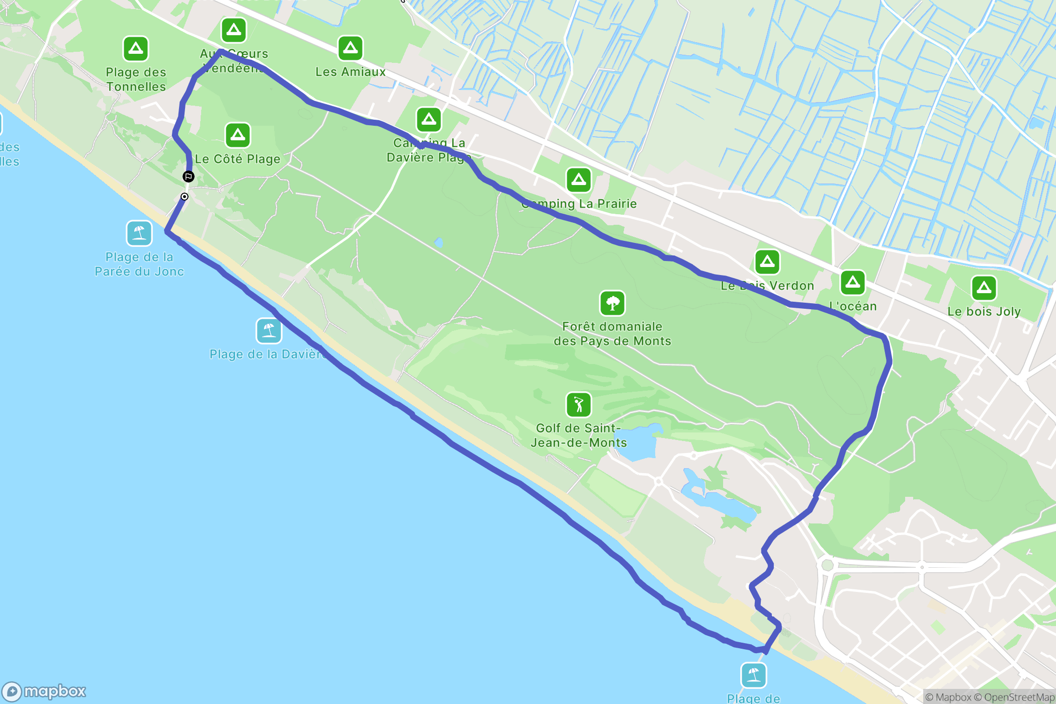 Saint-Jean-de-Monts : carte du parcours de randonnée - France