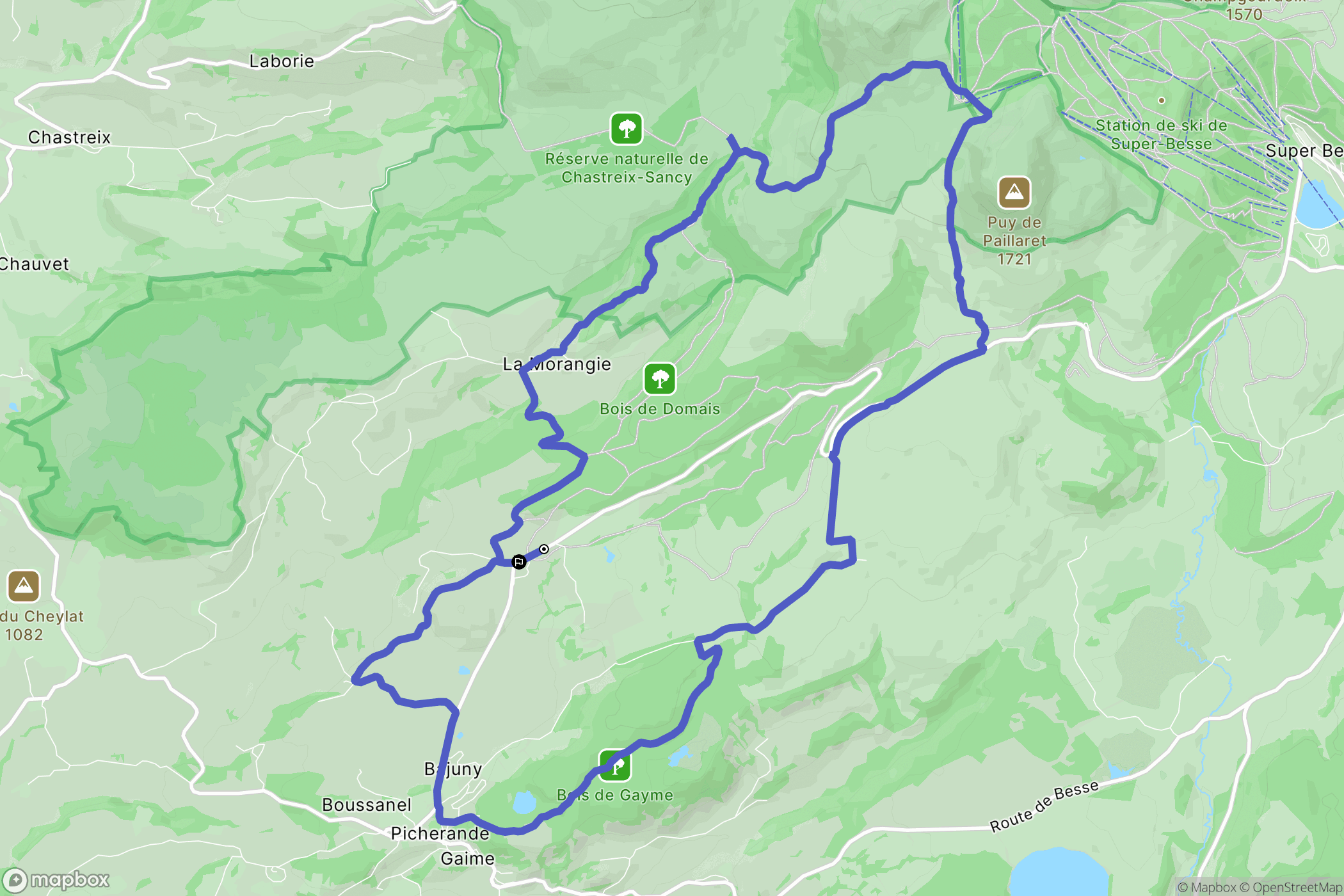 Picherande : carte du parcours de randonnée - France