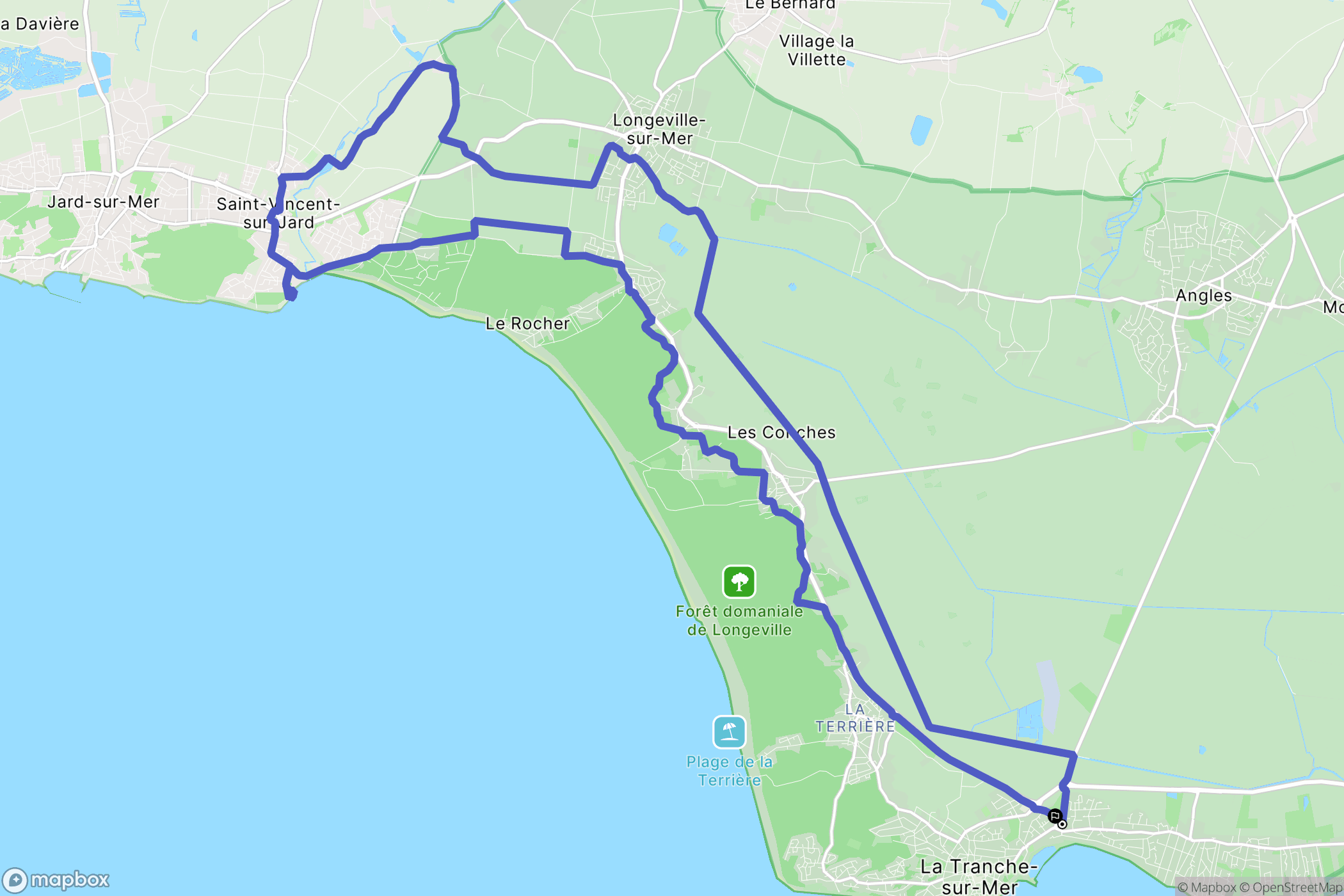 La Tranche-sur-Mer : carte du parcours de randonnée - France
