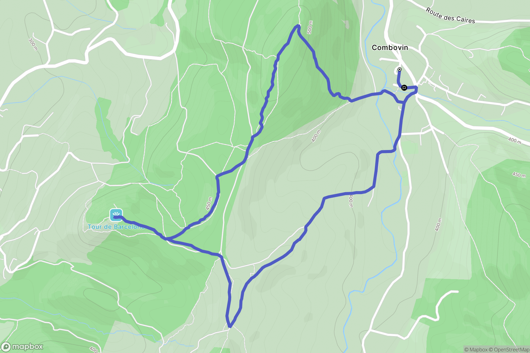 Combovin : carte du parcours de randonnée - France