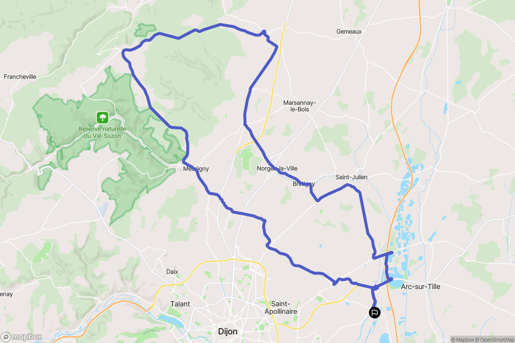 Couternon : carte du parcours de randonnée - France