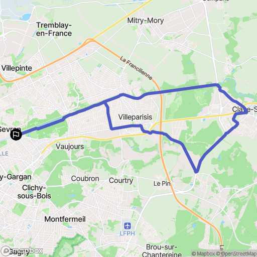Sevran : carte du parcours de randonnée - France