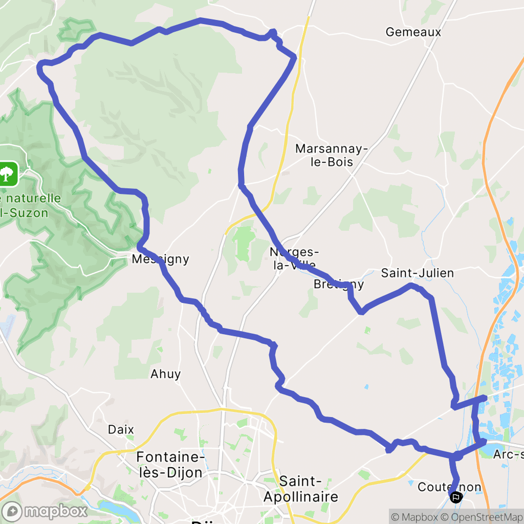 Couternon : carte du parcours de randonnée - France