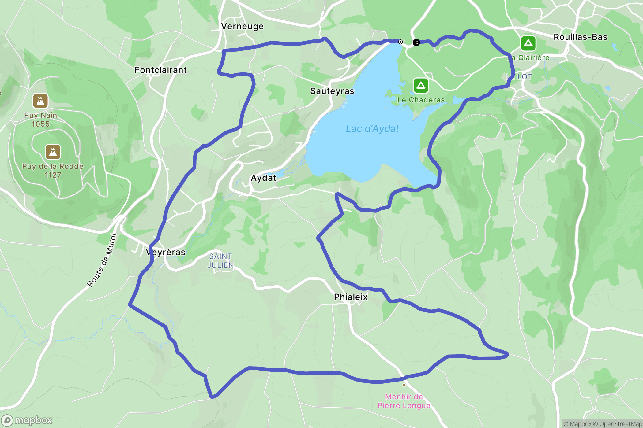 Aydat : carte du parcours de randonnée - France
