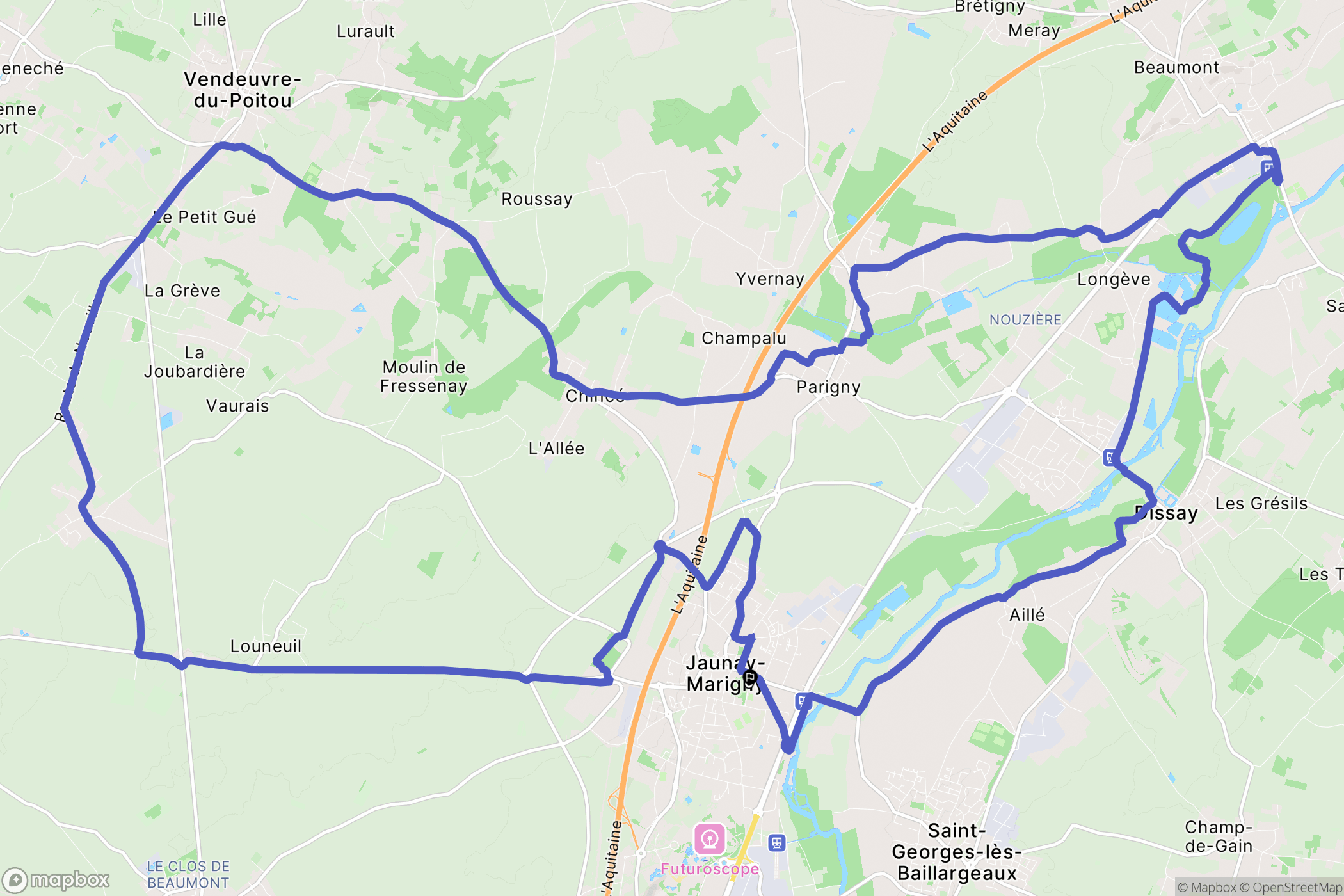 Jaunay-Marigny : carte du parcours de randonnée - France