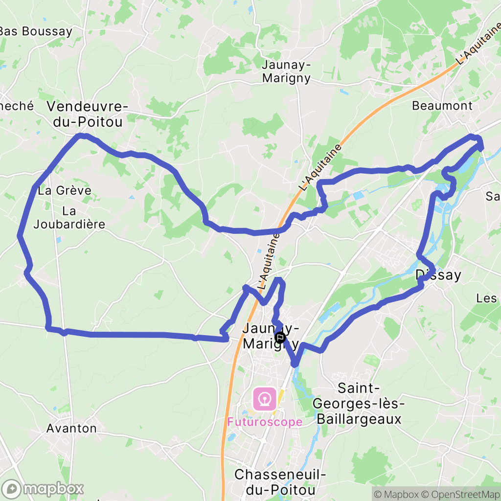 Jaunay-Marigny : carte du parcours de randonnée - France