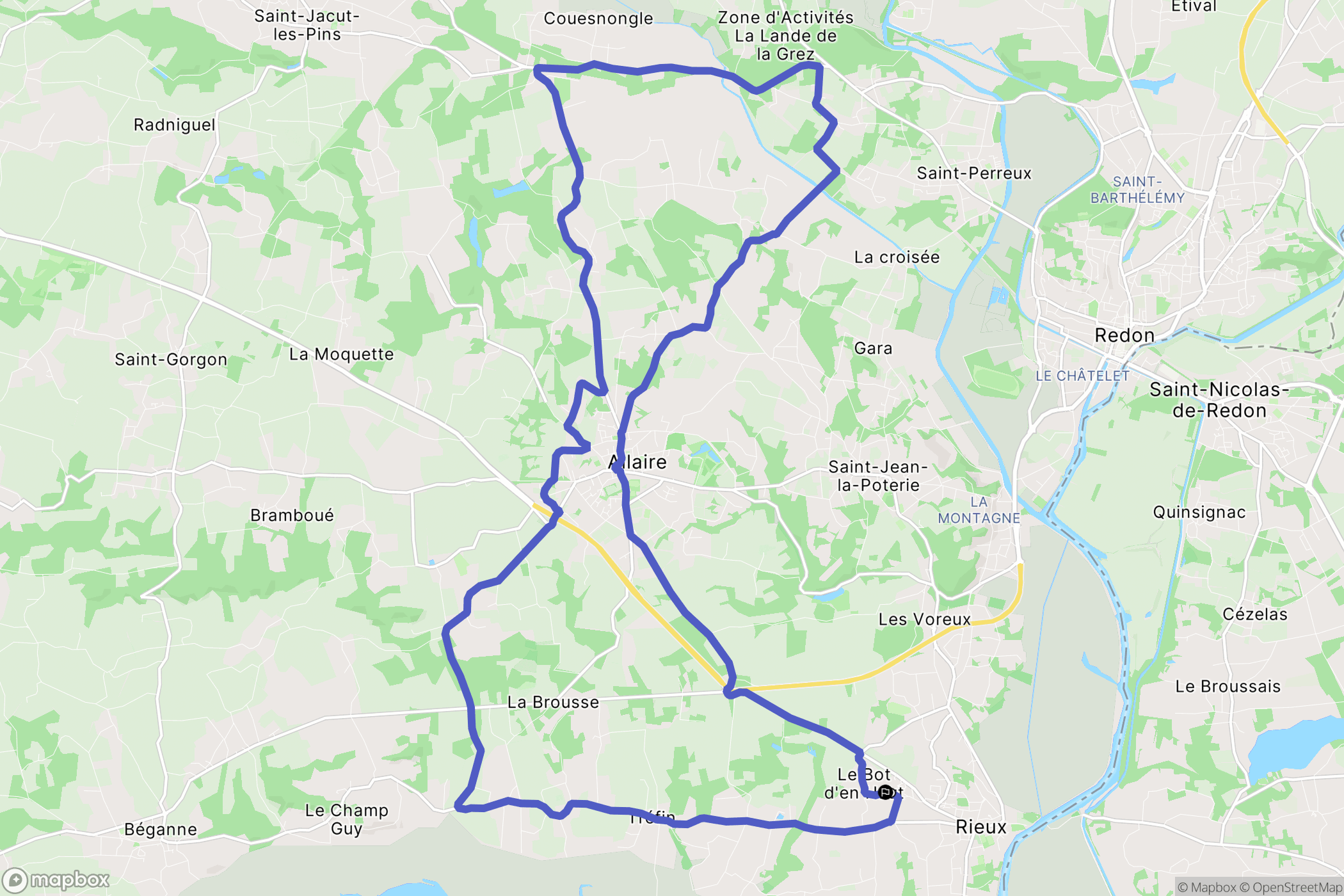 Rieux : carte du parcours de randonnée - France