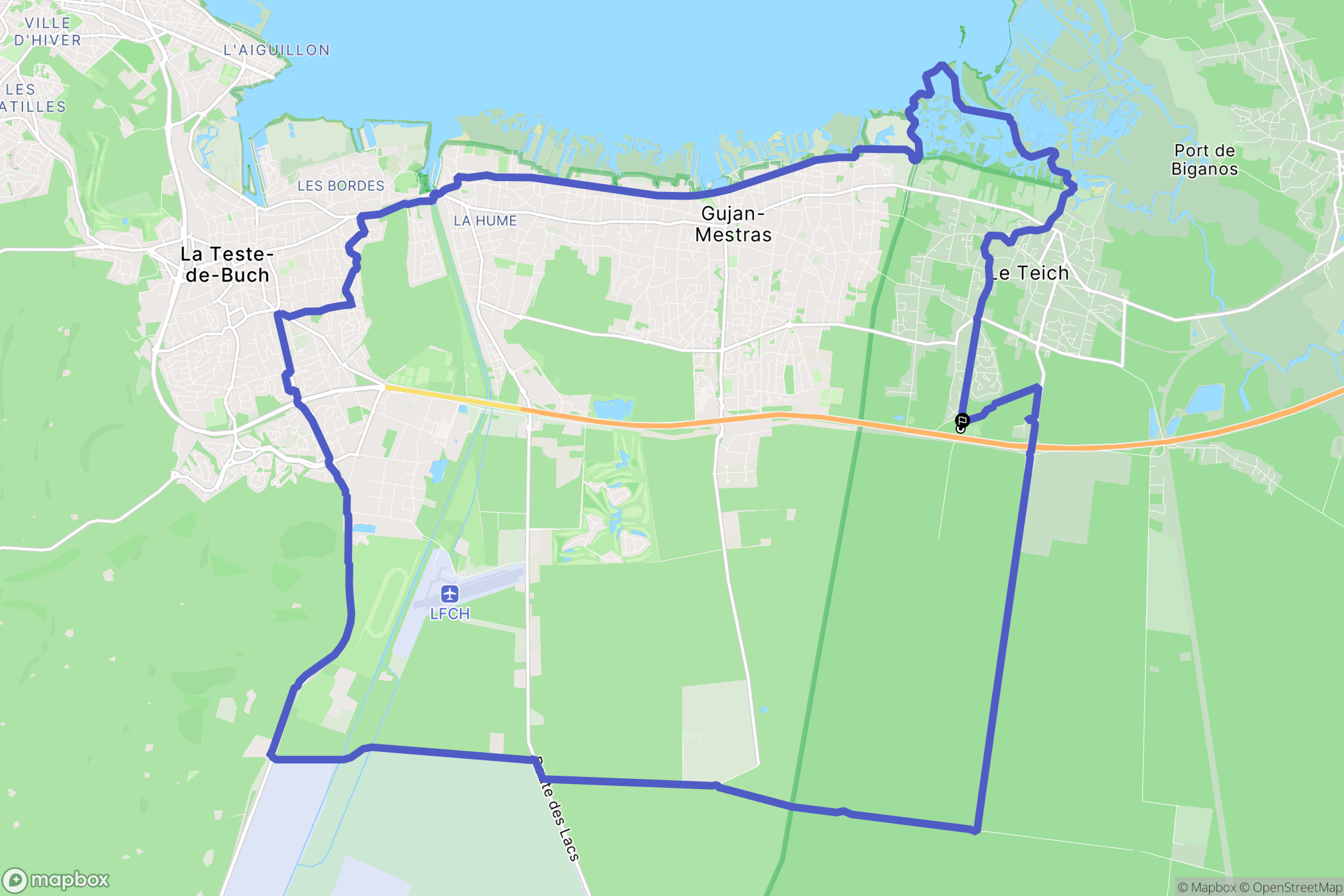 Le Teich : carte du parcours de randonnée - France