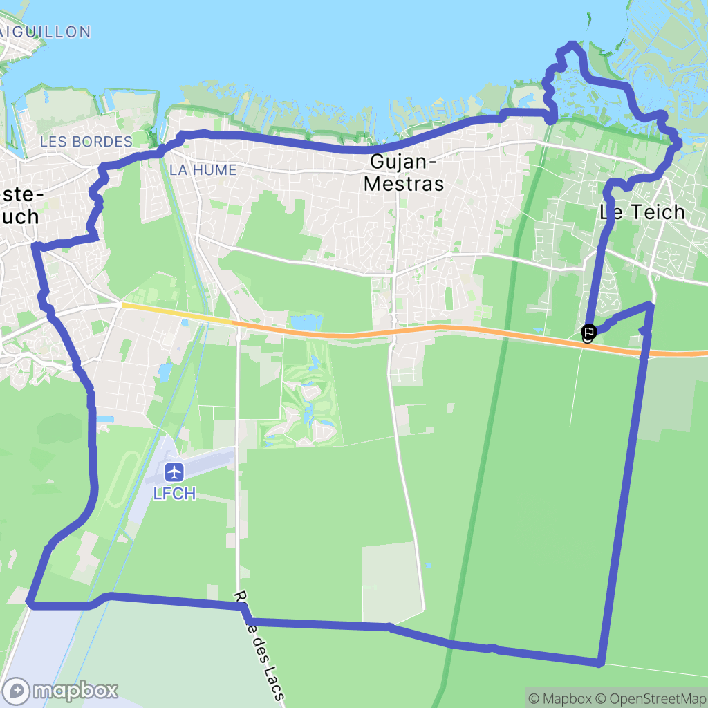 Le Teich : carte du parcours de randonnée - France
