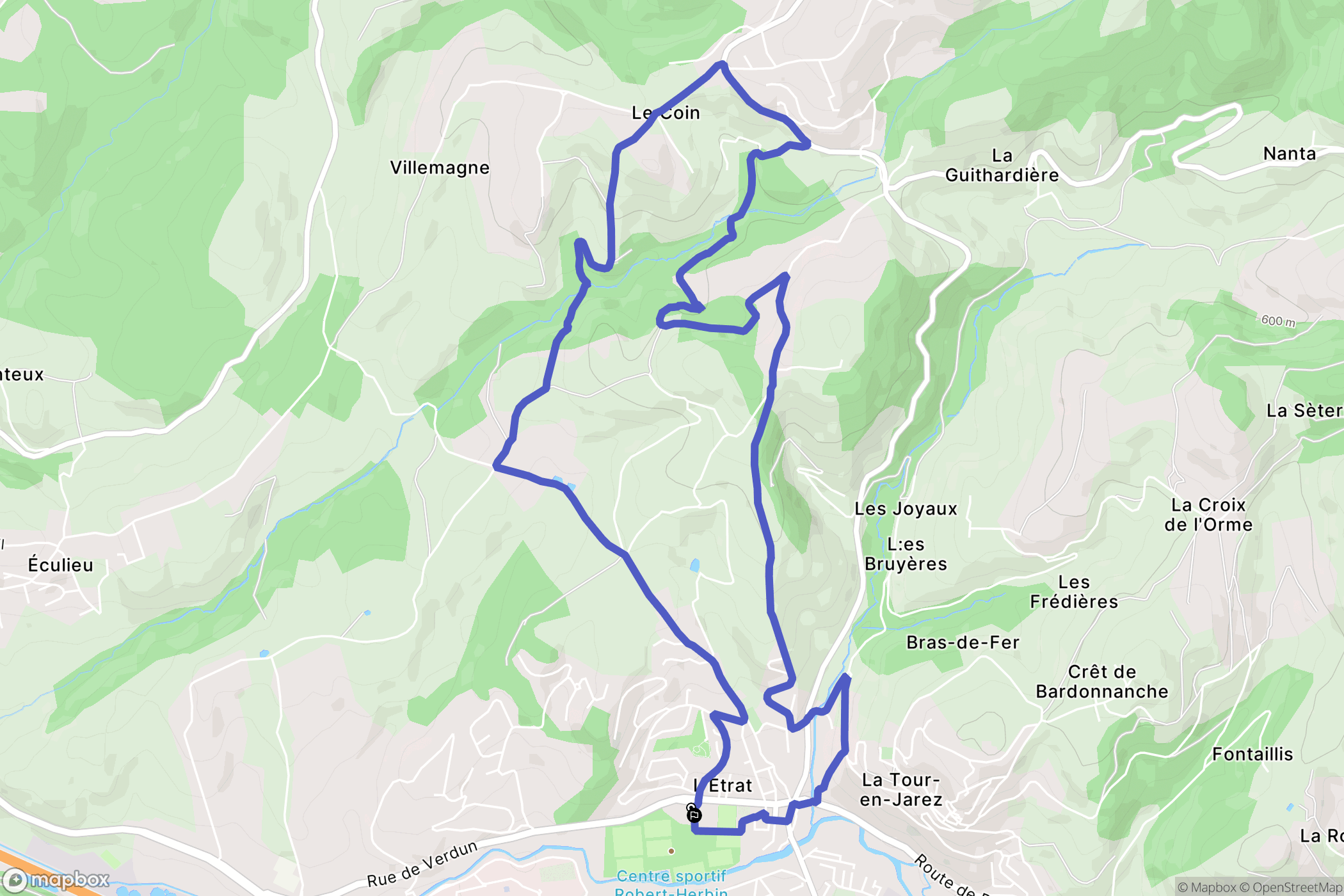 L'Etrat : carte du parcours de randonnée - France
