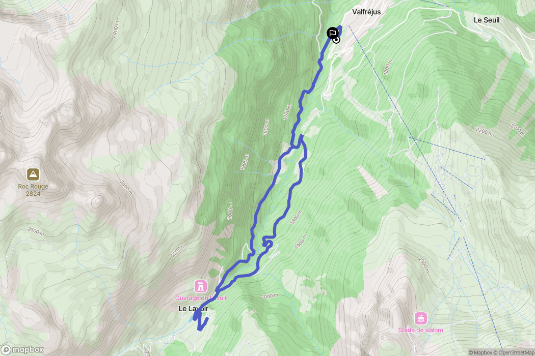 Modane : carte du parcours de randonnée - France