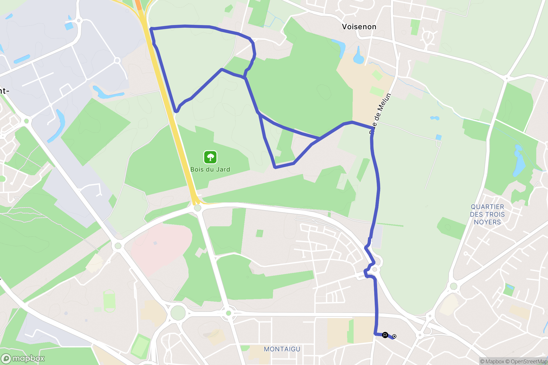 Melun : carte du parcours de randonnée - France