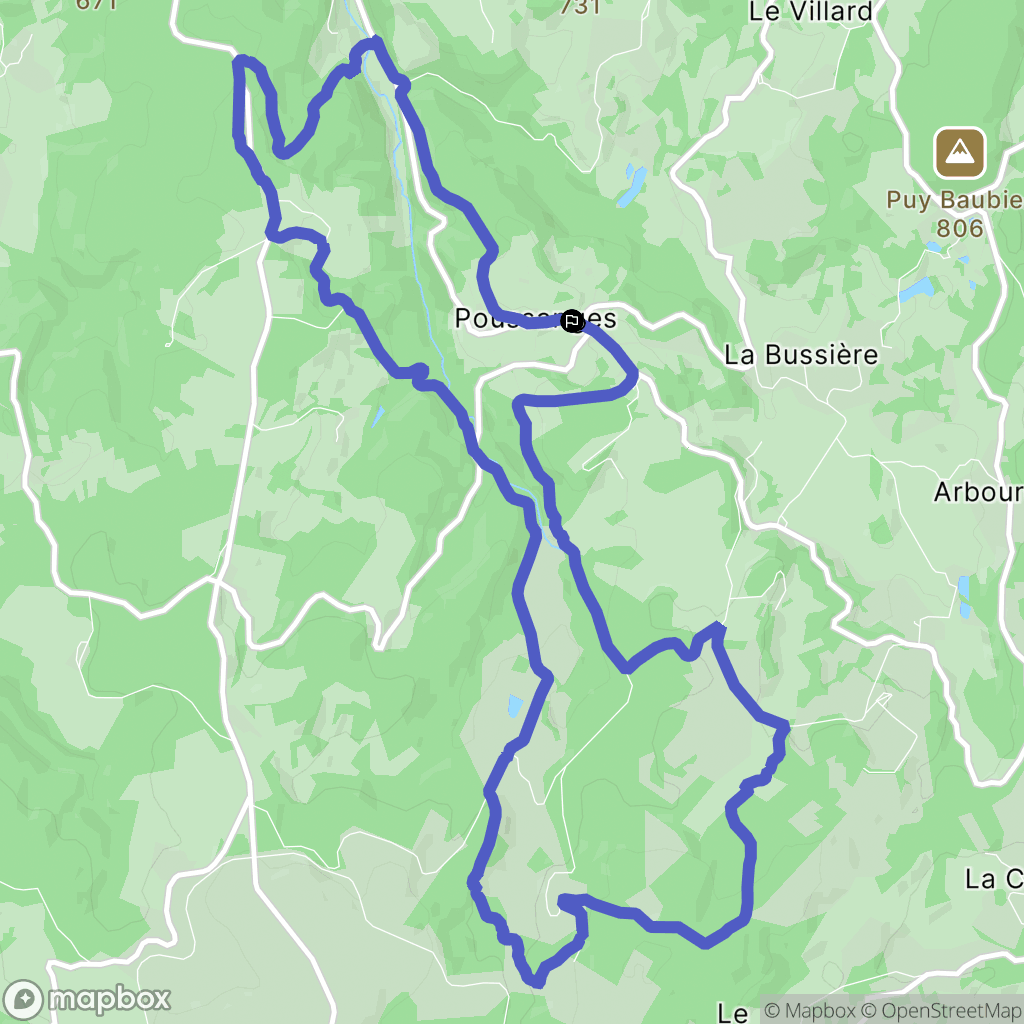 Poussanges : carte du parcours de randonnée - France