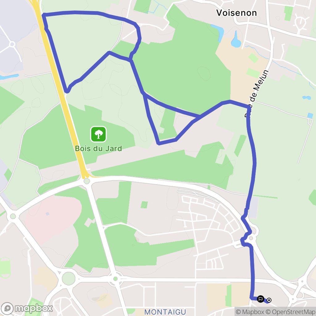 Melun : carte du parcours de randonnée - France