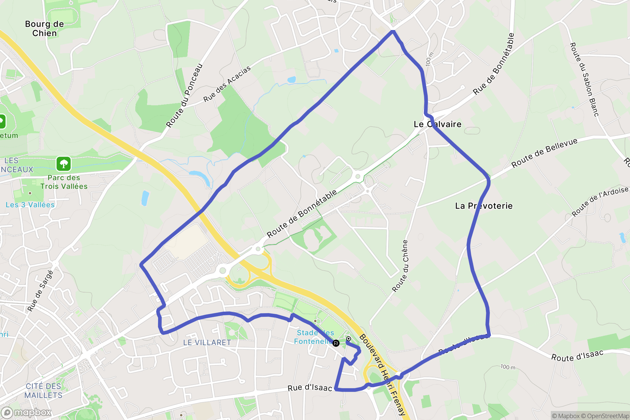 Le Mans : carte du parcours de randonnée - France