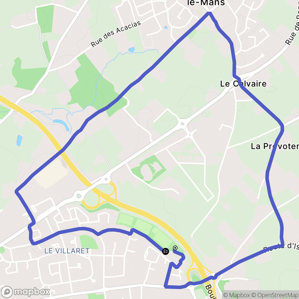 Le Mans : carte du parcours de randonnée - France