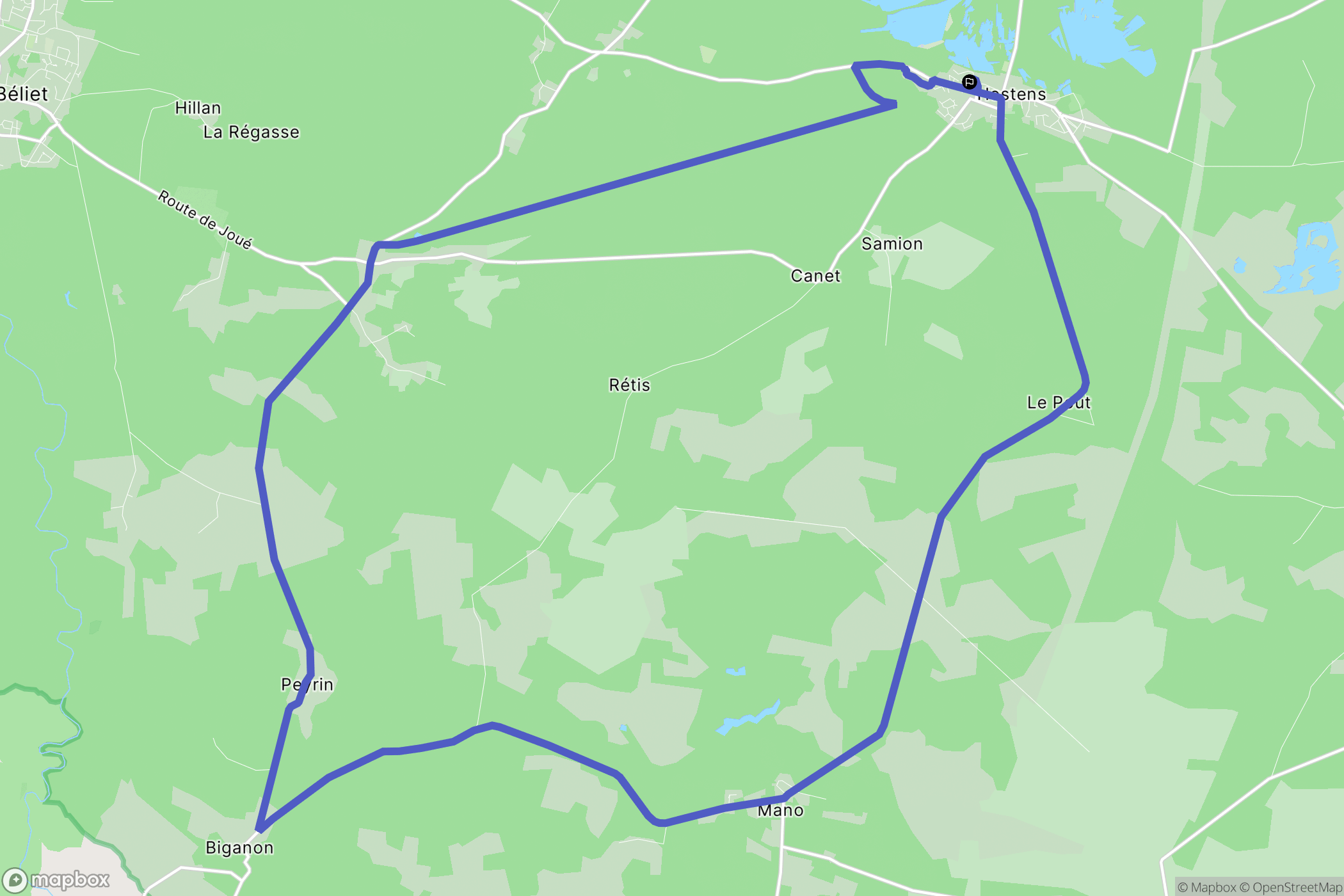 Hostens : carte du parcours de randonnée - France