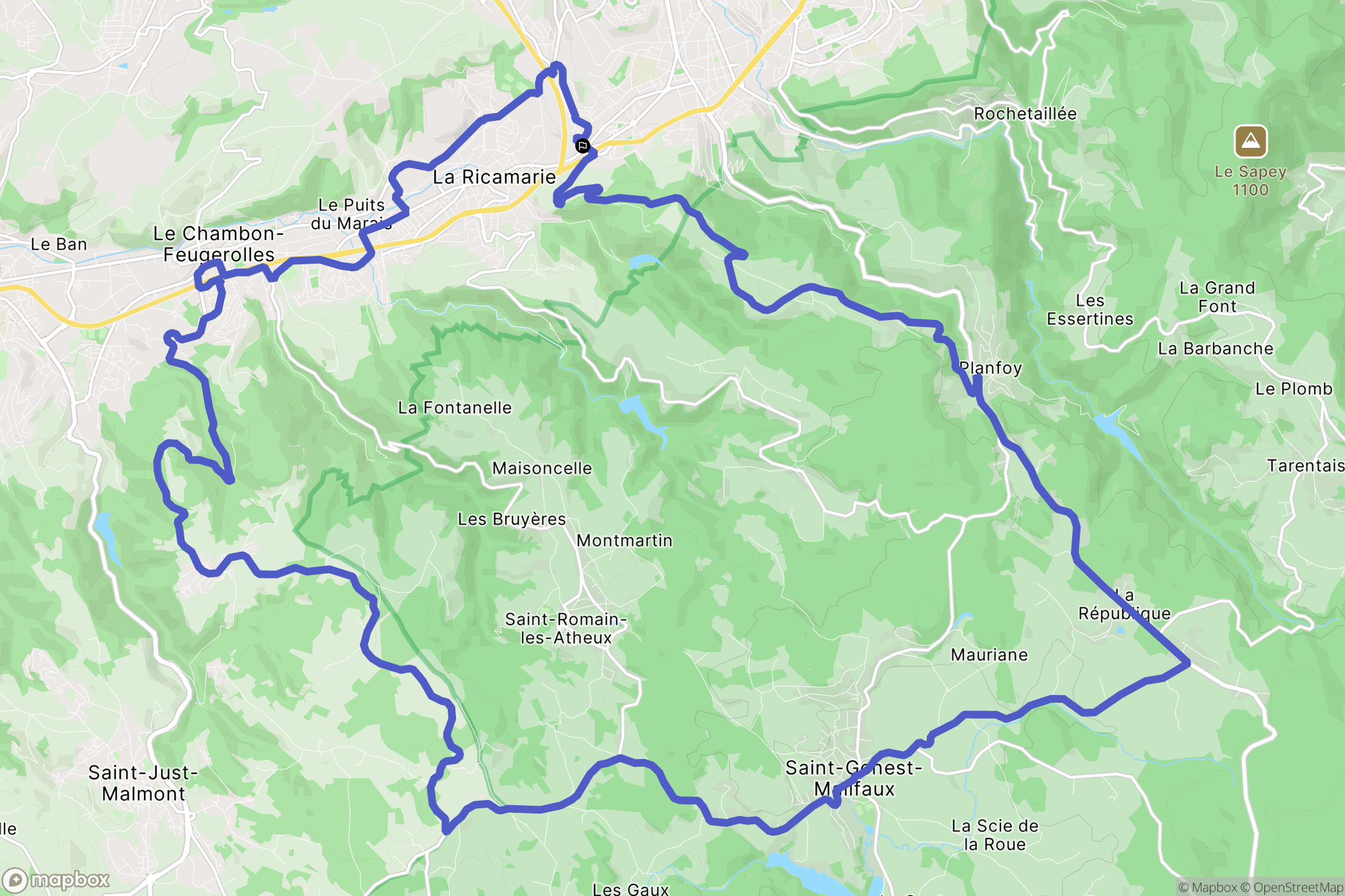 La Ricamarie : carte du parcours de randonnée - France