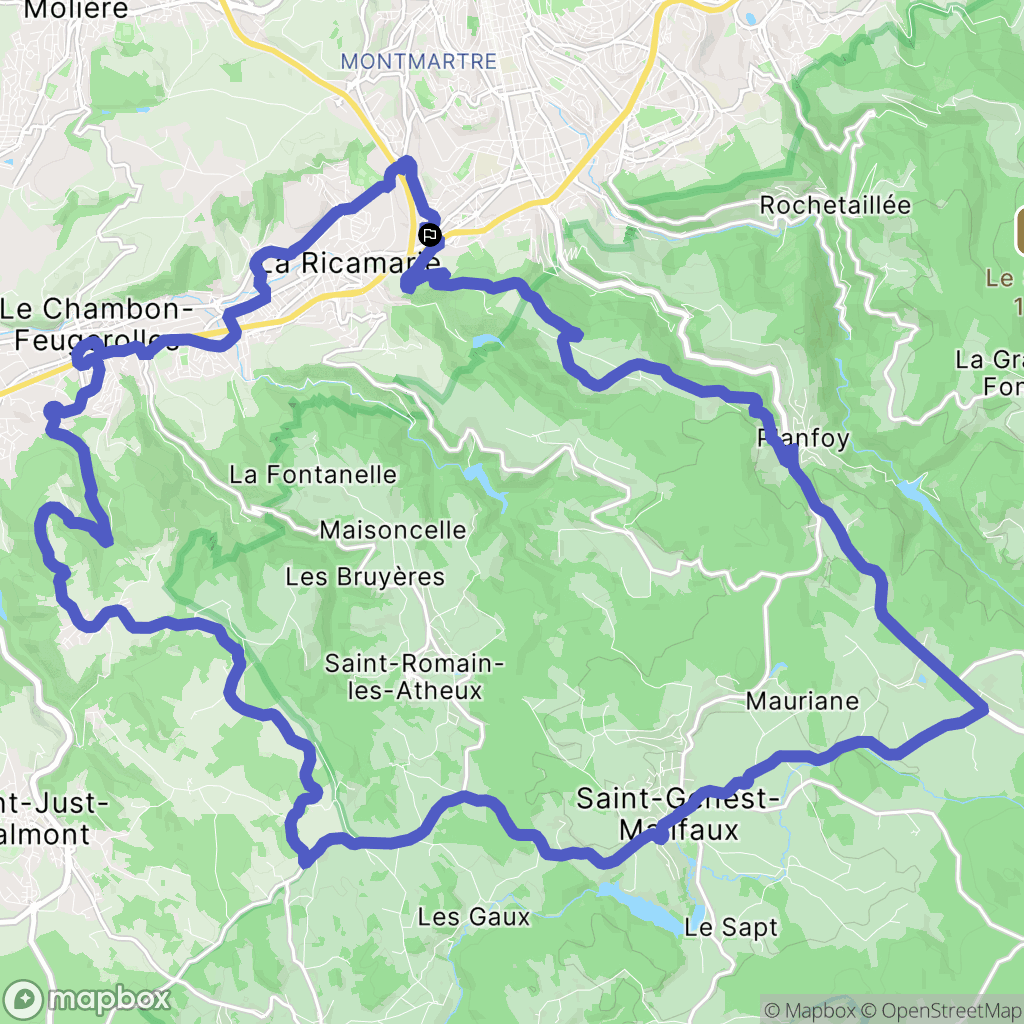 La Ricamarie : carte du parcours de randonnée - France