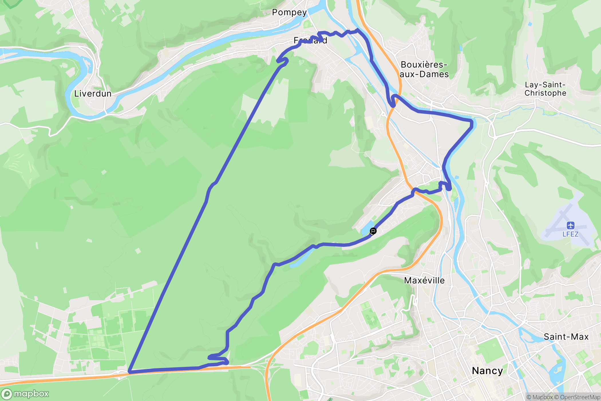 Champigneulles : carte du parcours de randonnée - France