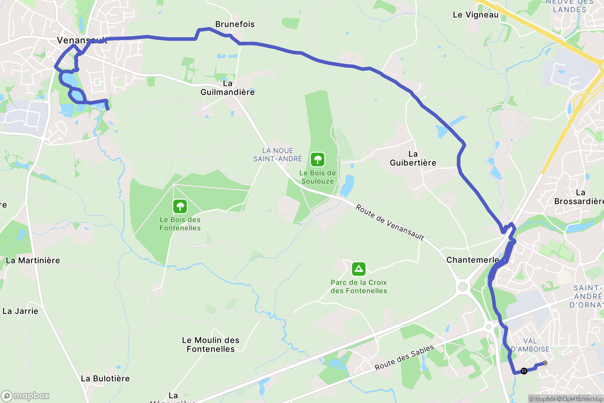 La Roche-sur-Yon : carte du parcours de randonnée - France