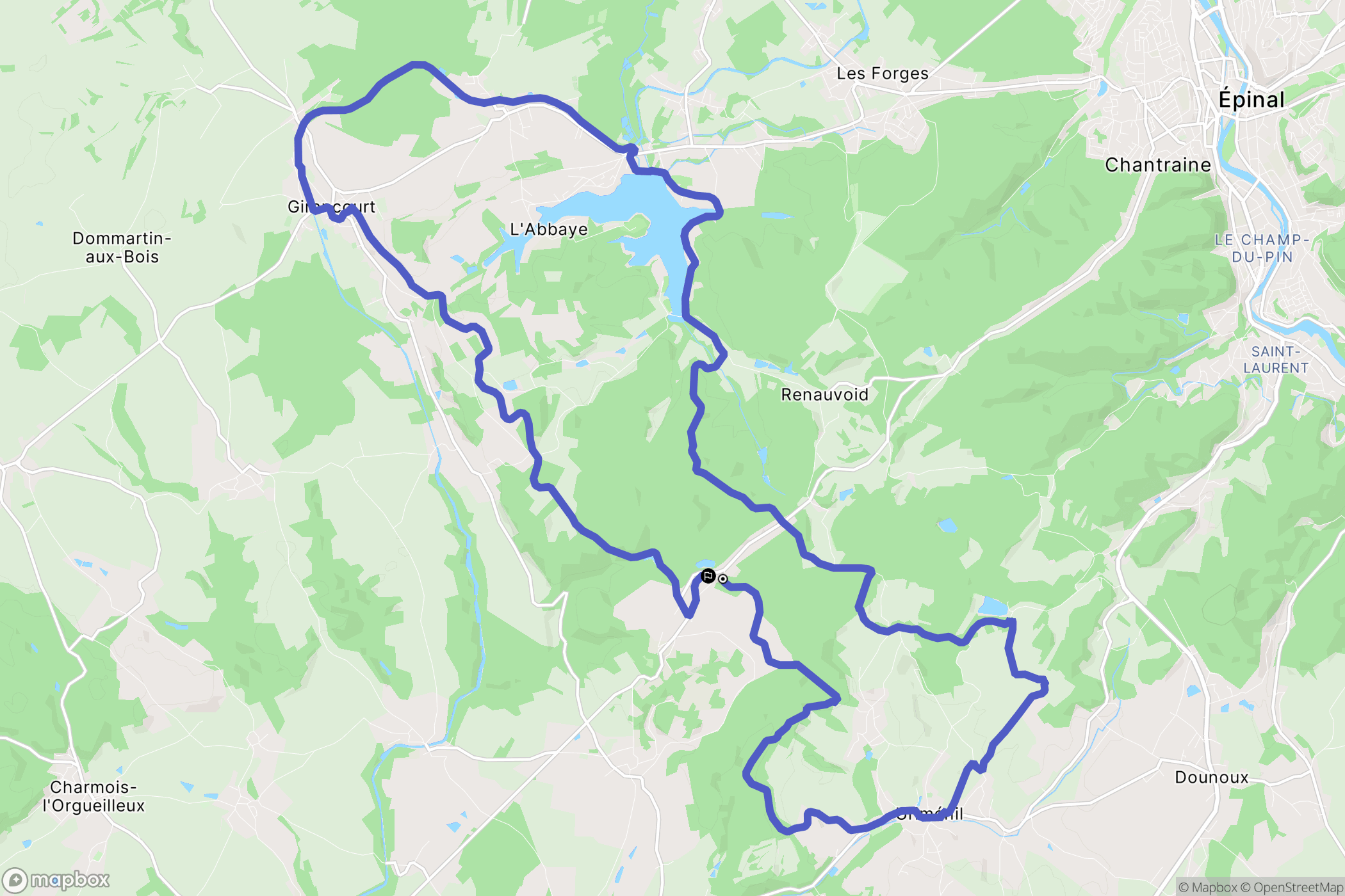 Uzemain : carte du parcours de randonnée - France