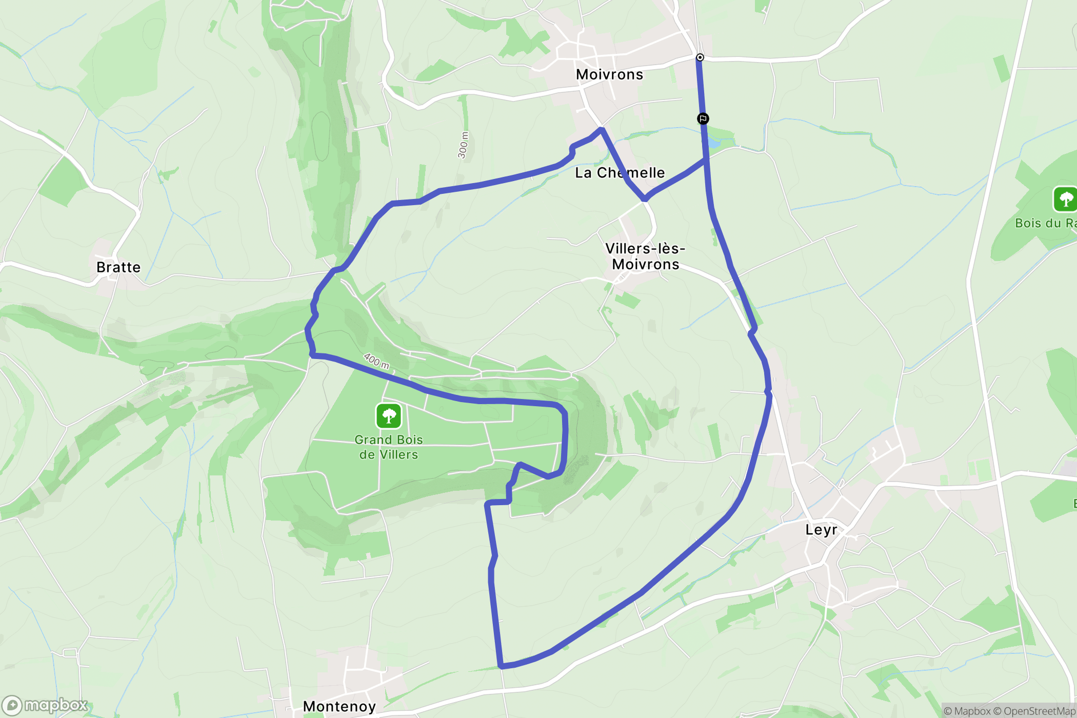 Moivrons : carte du parcours de randonnée - France
