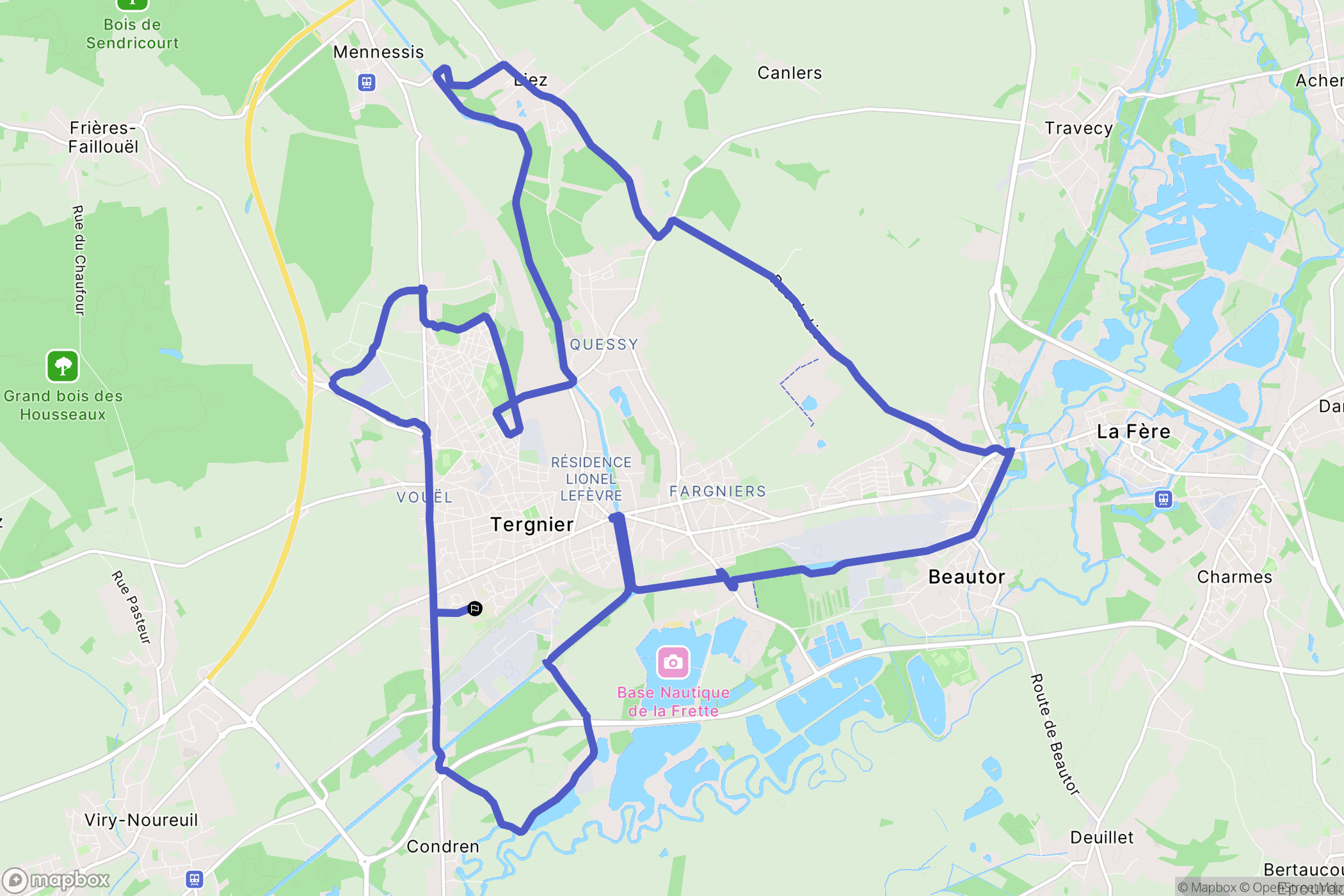 Tergnier : carte du parcours de randonnée - France