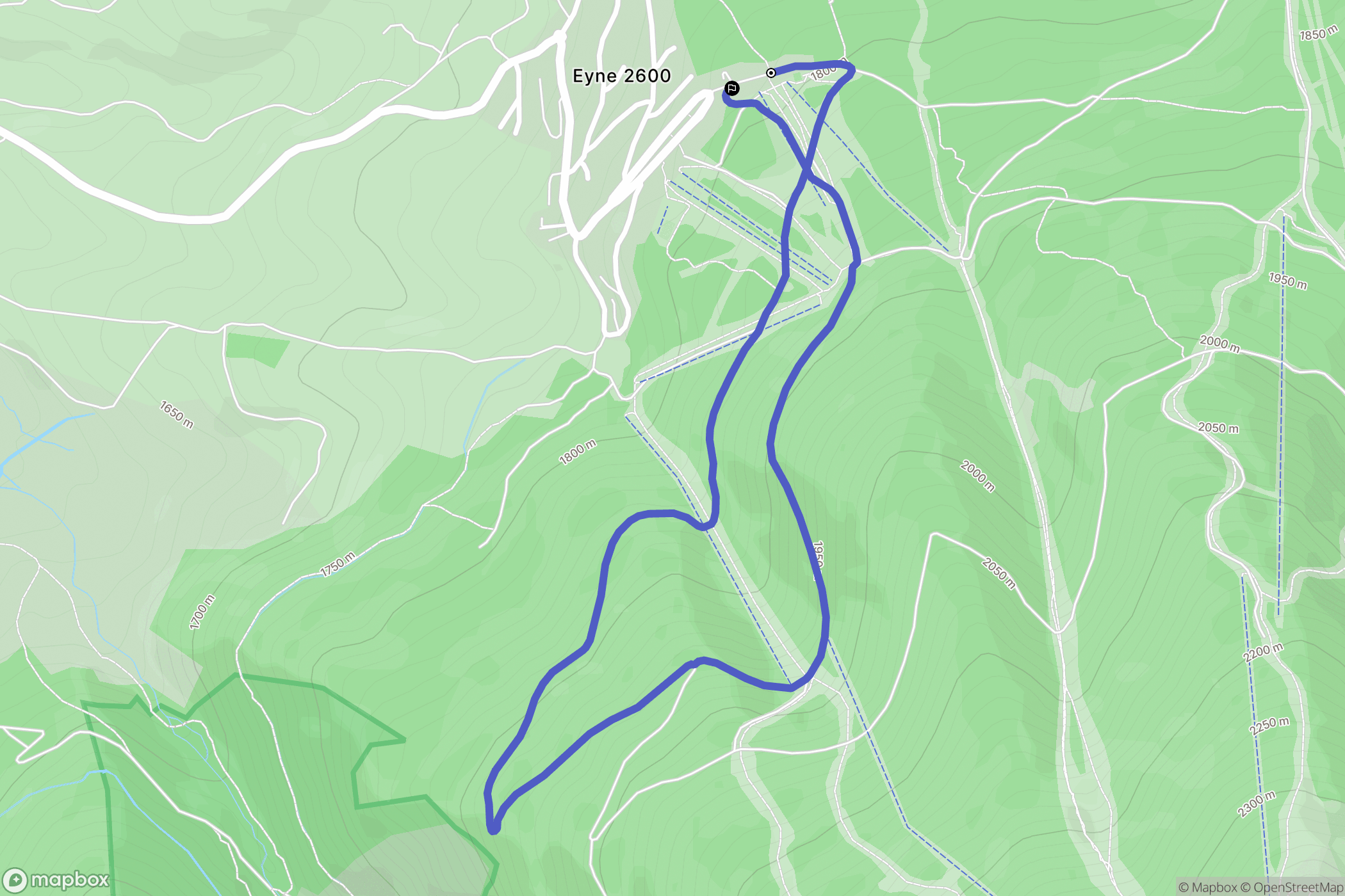 Eyne : carte du parcours de randonnée - France