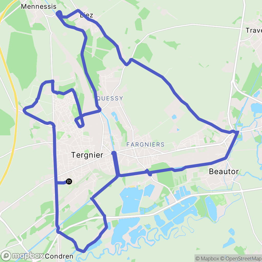 Tergnier : carte du parcours de randonnée - France