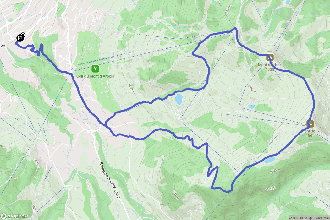 Megève : carte du parcours de randonnée - France