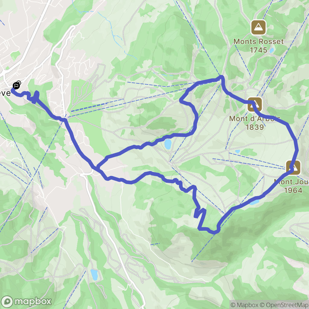Megève : carte du parcours de randonnée - France