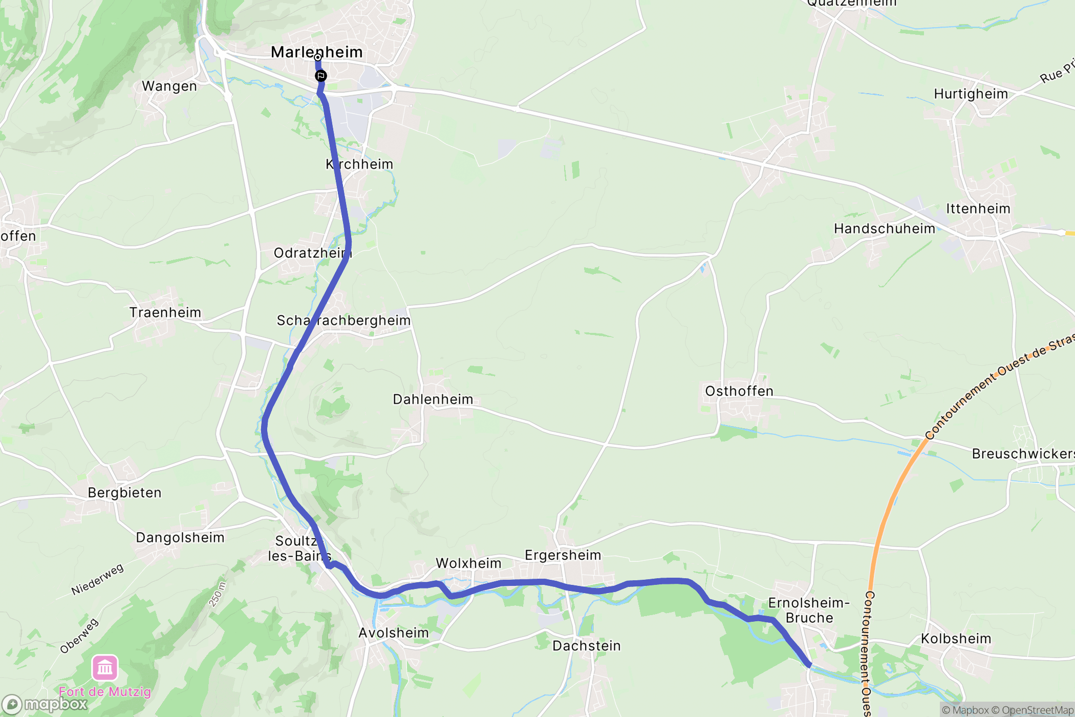 Marlenheim : carte du parcours de randonnée - France