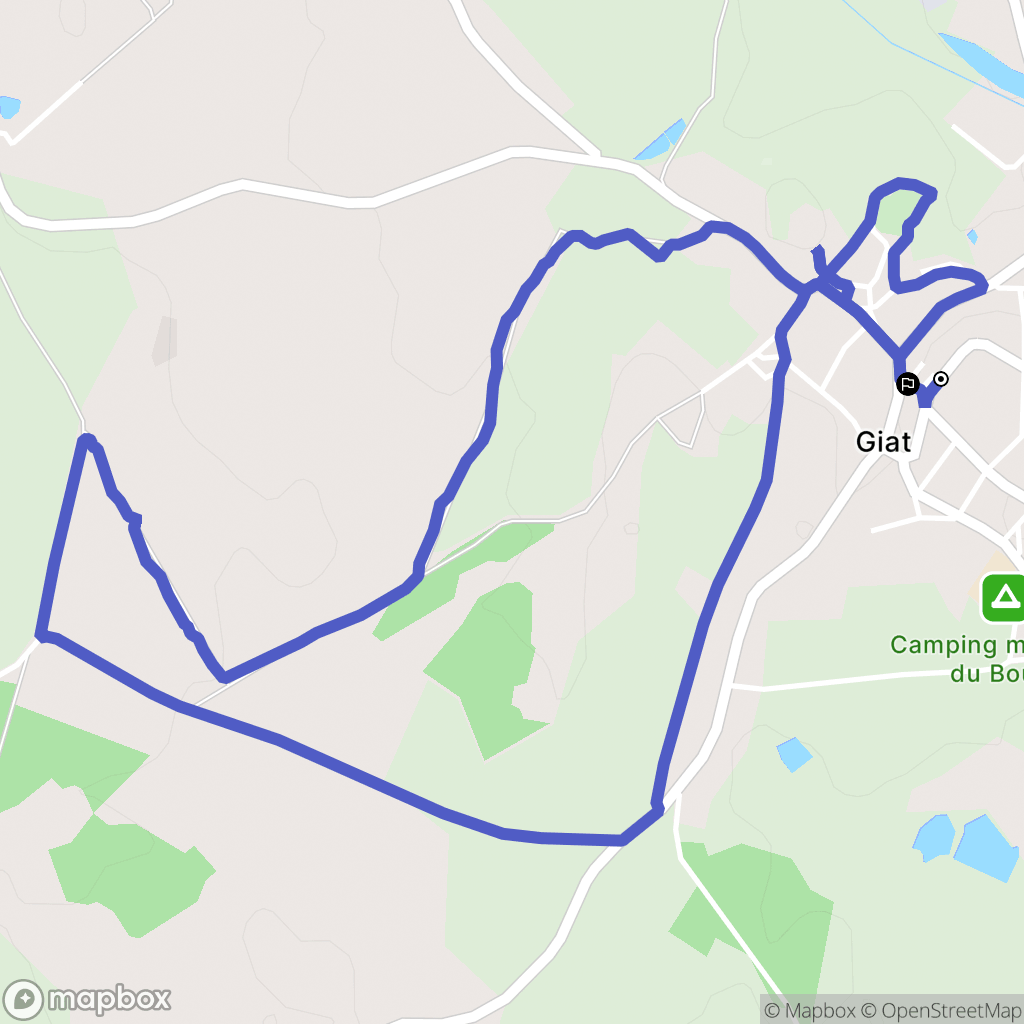 Giat : carte du parcours de randonnée - France