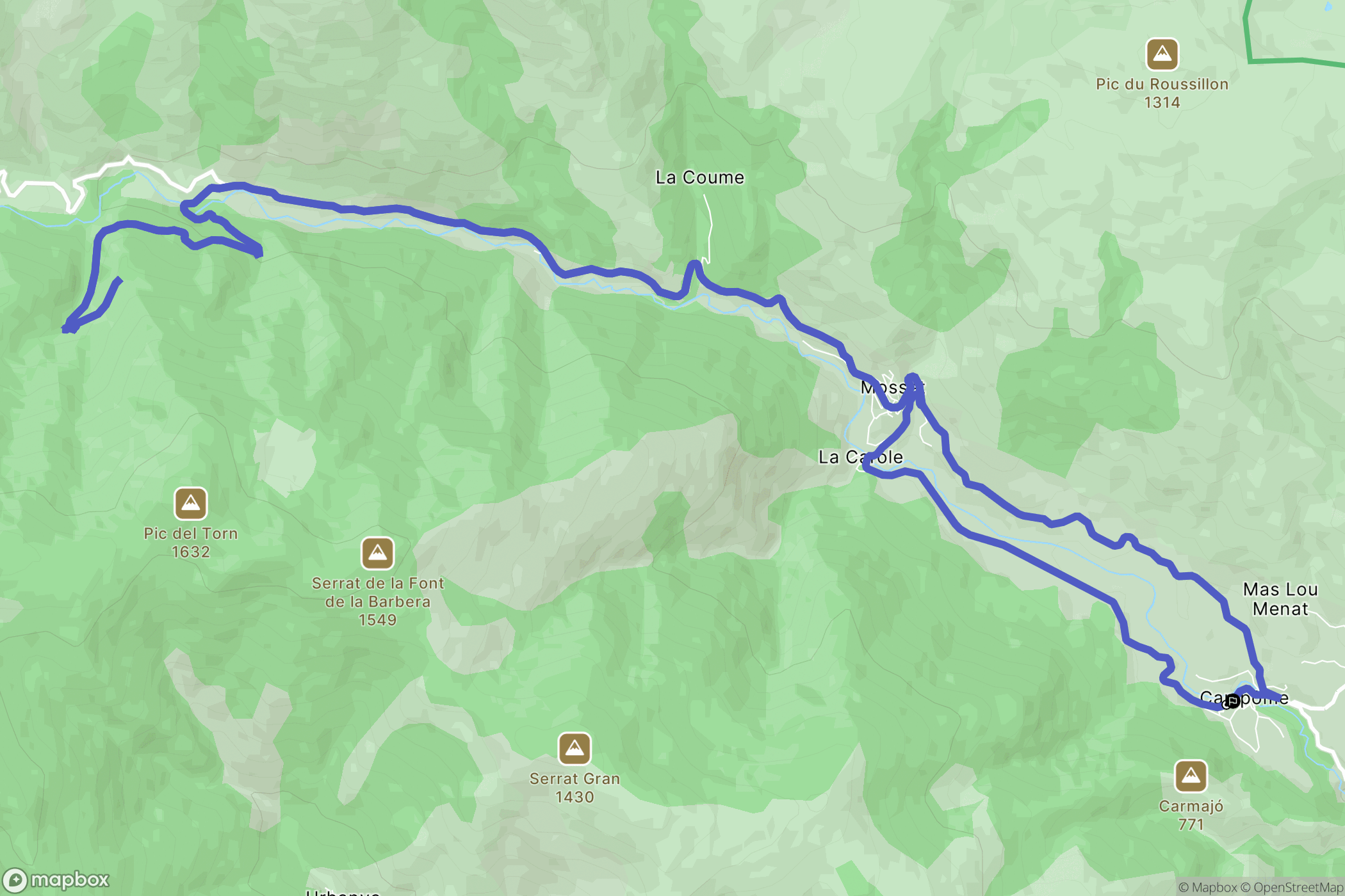 Campôme : carte du parcours de randonnée - France