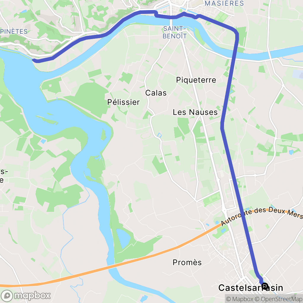 Castelsarrasin : carte du parcours de randonnée - France