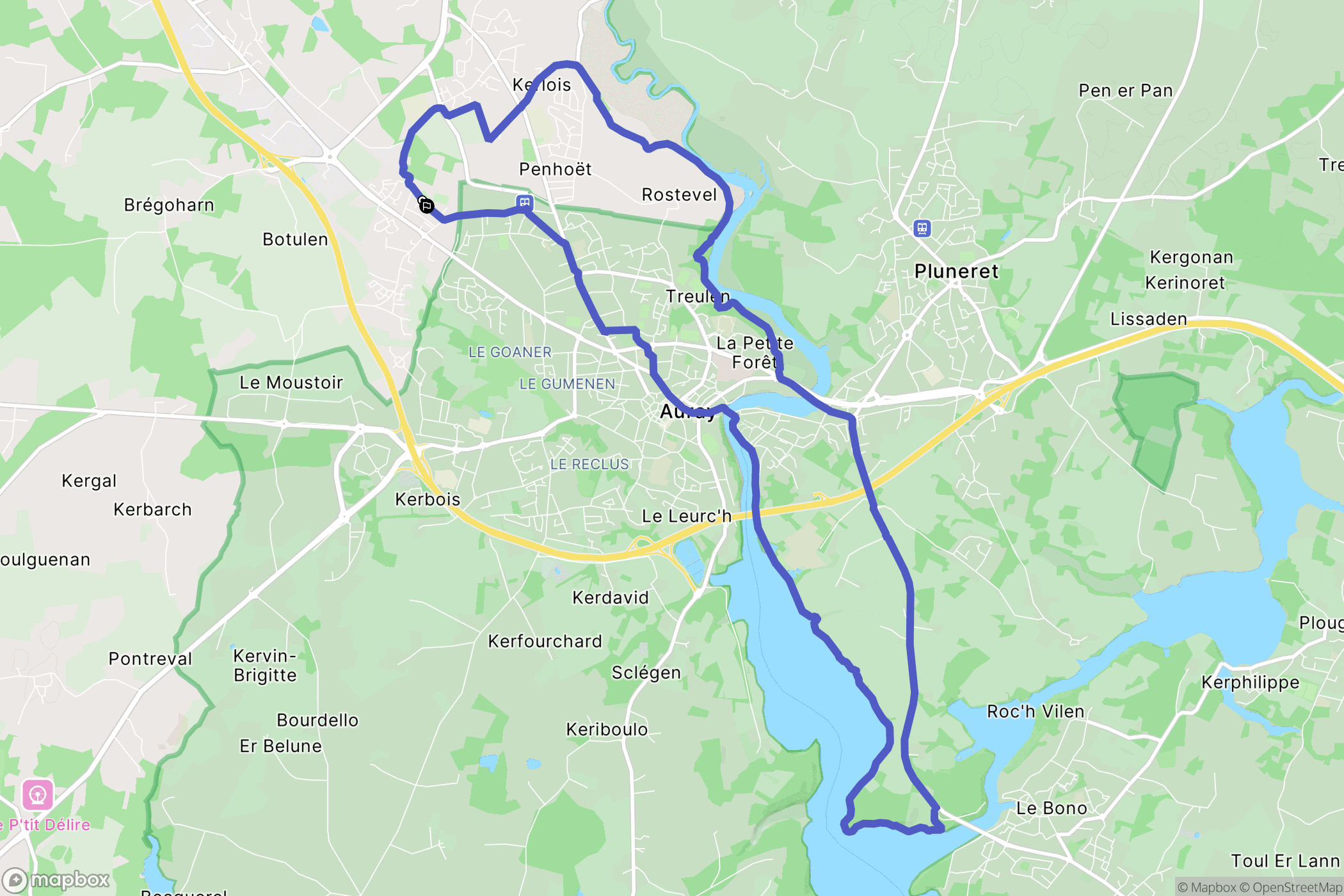 Brech : carte du parcours de randonnée - France