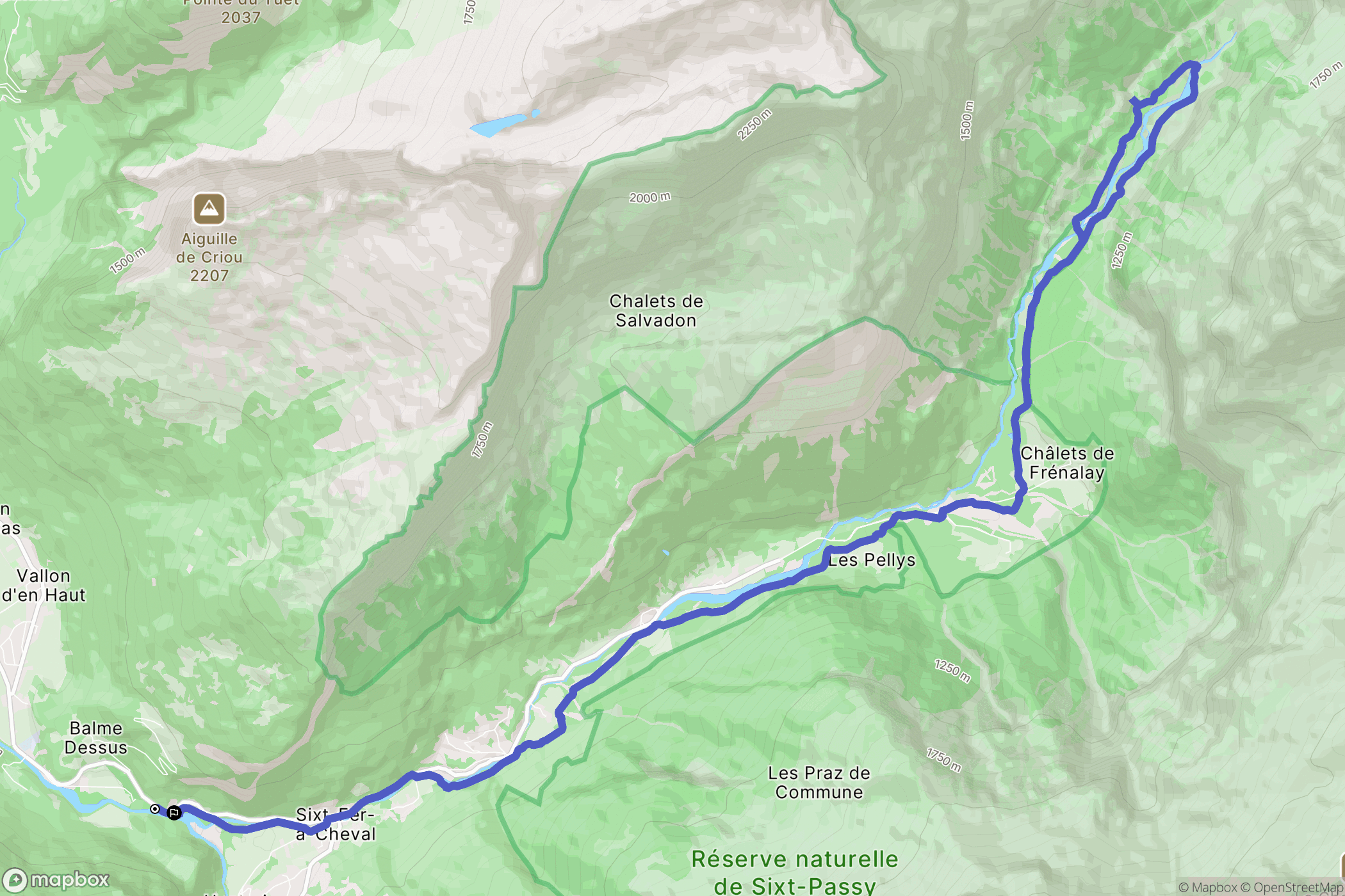 Sixt-Fer-à-Cheval : carte du parcours de randonnée - France
